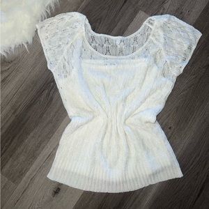 Gorgeous Coldwater Creek Crochet Knit Top & Tank Set